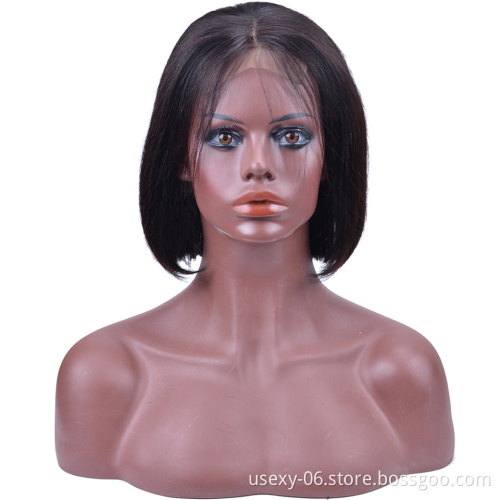 Wholesale Vendors Black Color 100 Original Real Human Hair 150 Density  Bob Lace Front Wig